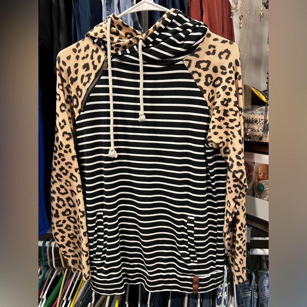 Leopard and Stripe Hoodie